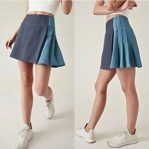 ATHLETA Fairway Pleated Two Tone Athletic Skort Granite‎ Blue Size Medium